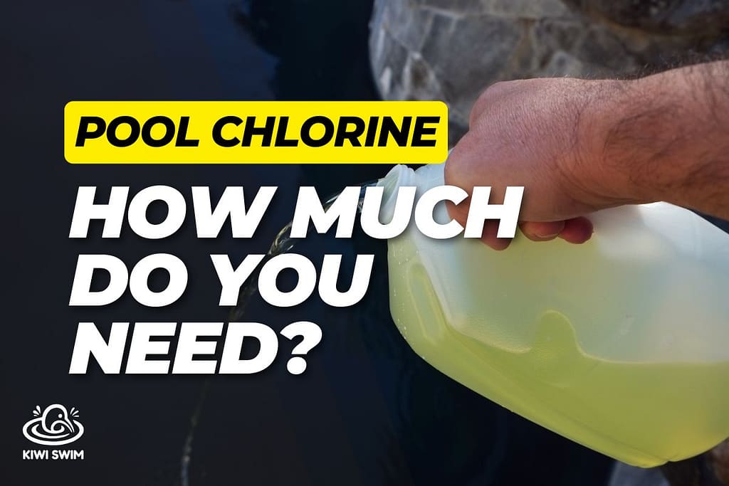 Pool owner pouring chlorine into a residential swimming pool in New Zealand.