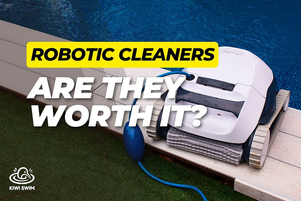 a robotic pool cleaner on the side of a pool