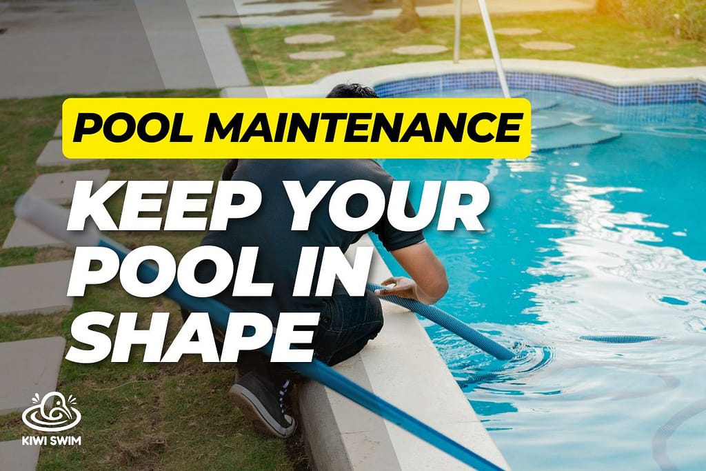 a man performing pool maintenance using his pool hose